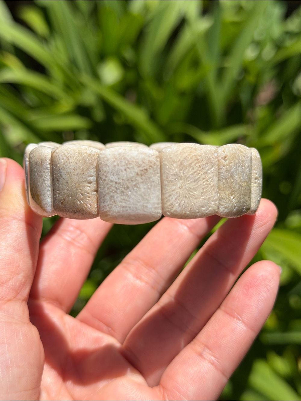 Stretchable white natural coral jade soft bangle 1587